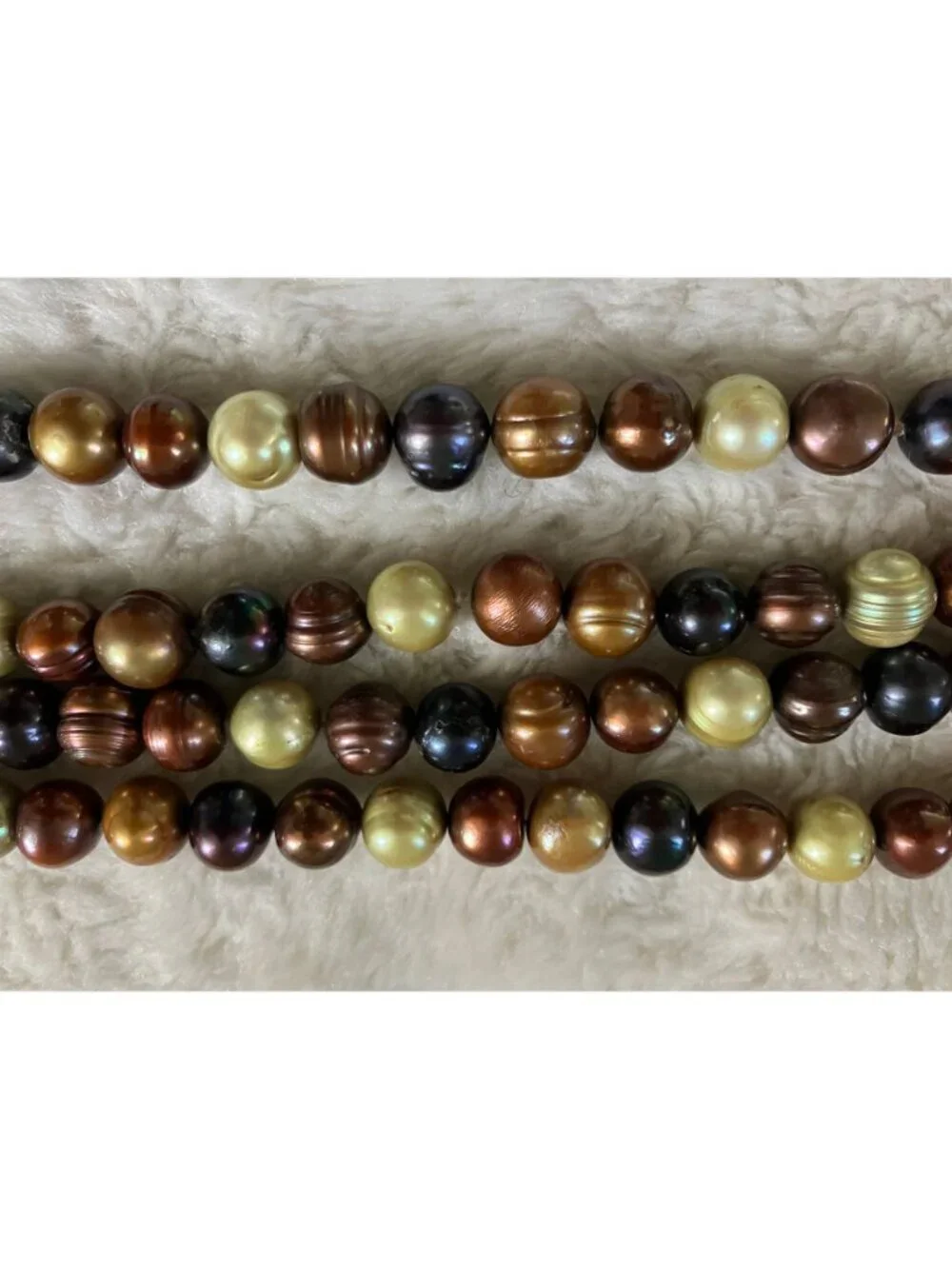 18inch Freshwater Pearl Necklace, beige-chocolate-brown colored. 8 mm